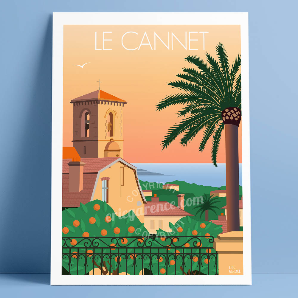 Le Cannet par Eric Garence affiche du musée Bonnard, cote d'azur, Cannes, French Riviera Sunset